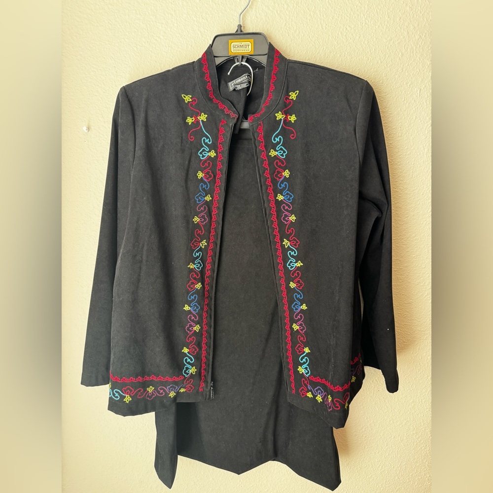 Elementz Black Top with Red Embroidery